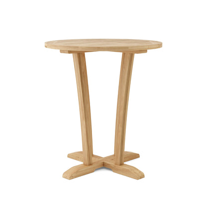 Wooden round table with a white background