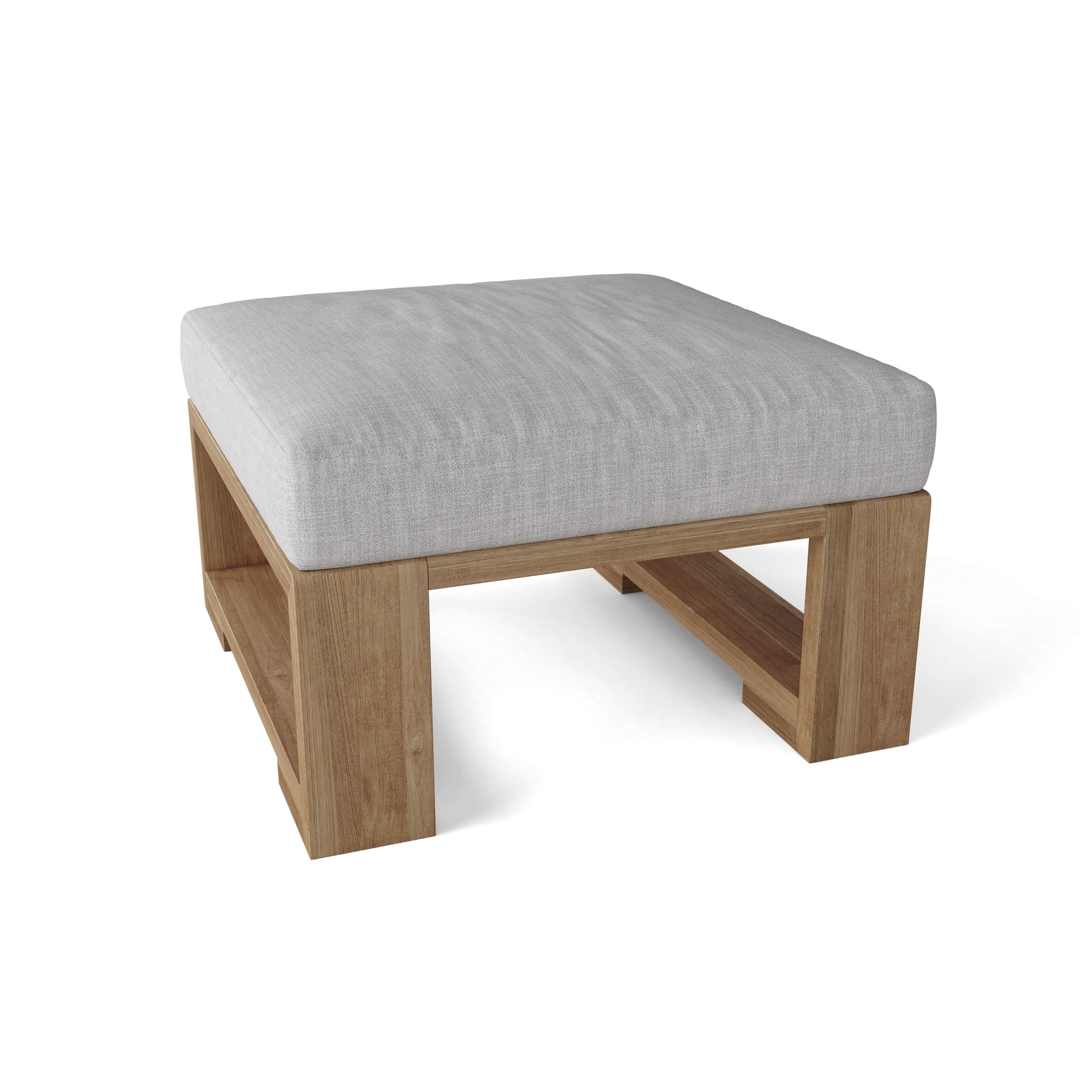 Anderson Teak Capistrano Deep Seating Ottoman - side view of teak patio footrest with cushion