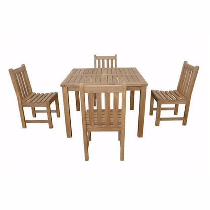 Wooden outdoor table and chairs set on a white background