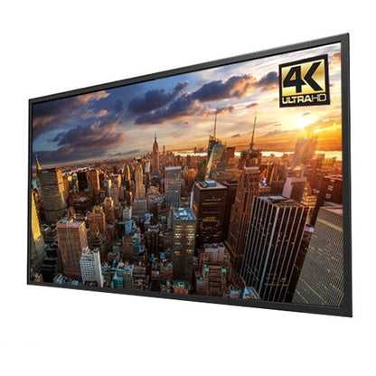 4K Ultra HD TV displaying a cityscape with a sunset, featuring the 4K Ultra HD logo.
