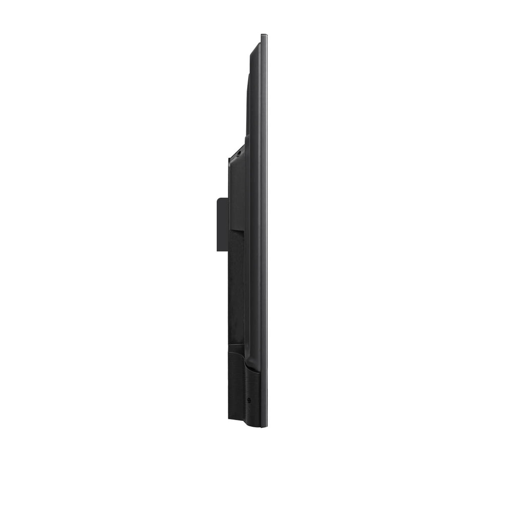 Black TV stand bracket on a white background