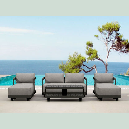 Outdoor patio furniture set with ocean view