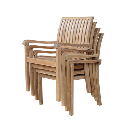 Anderson Teak Aspen Stackable Armchair Set of 4 - chairs on outdoor deck setting