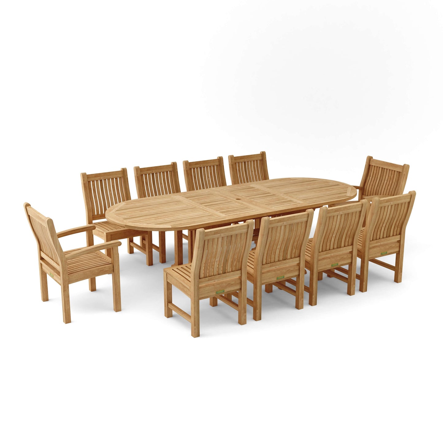 Wooden outdoor dining set with table and chairs on a white background