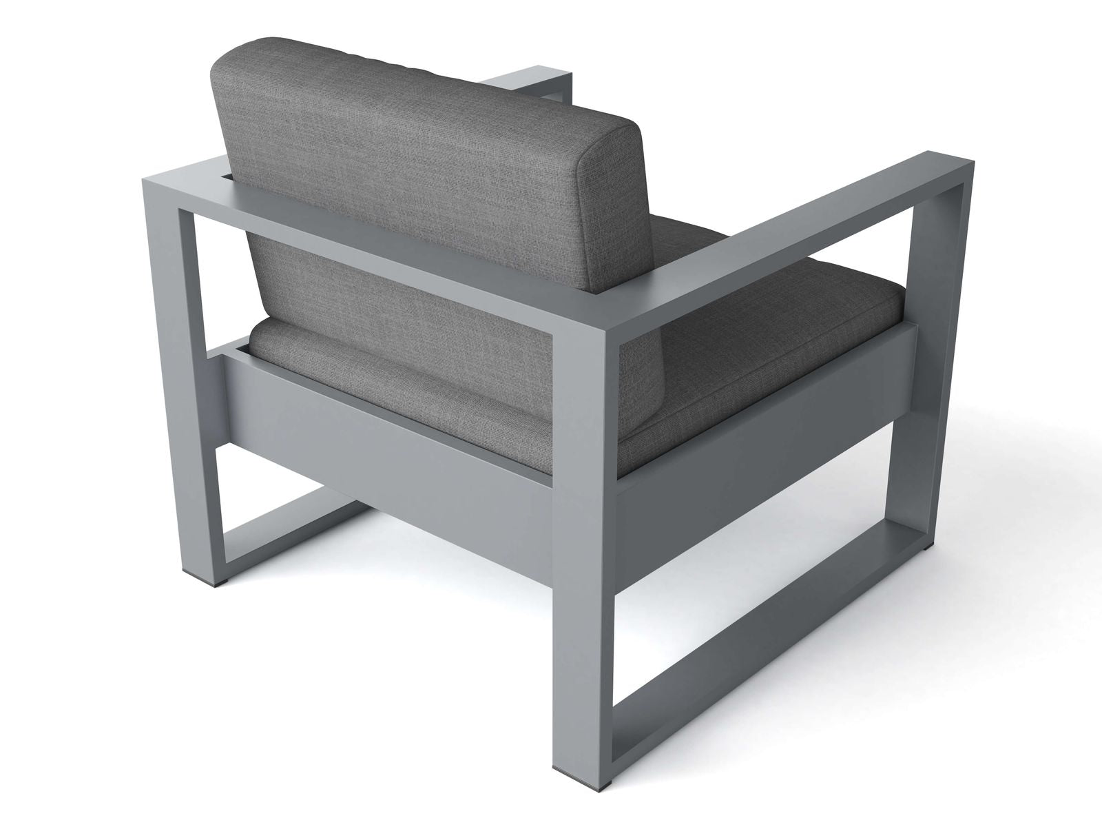 Anderson Teak Lucca Modern Aluminum Deep Seating Armchair Grey - rear view showing back design
