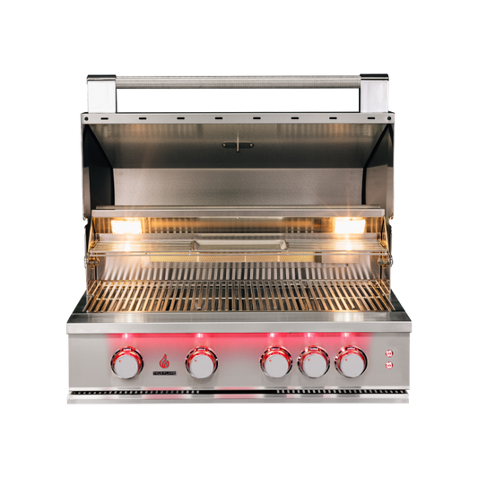 TrueFlame 32-Inch Built-In Gas Grill TF32 LED Rotisserie - spec sheet image