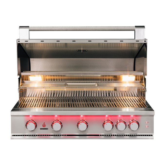 TrueFlame 40-Inch Built-In Gas Grill TF40 LED Rotisserie - spec sheet image