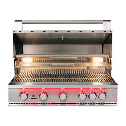 TrueFlame 40-Inch Built-In Gas Grill TF40 LED Rotisserie - spec sheet image