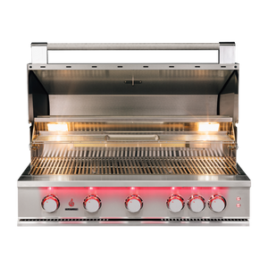 TrueFlame 40-Inch Built-In Gas Grill with Backlit LED Front Panel, Multi-Position Hood and Rotisserie Kit, Natural Gas or Liquid Propane - TF40