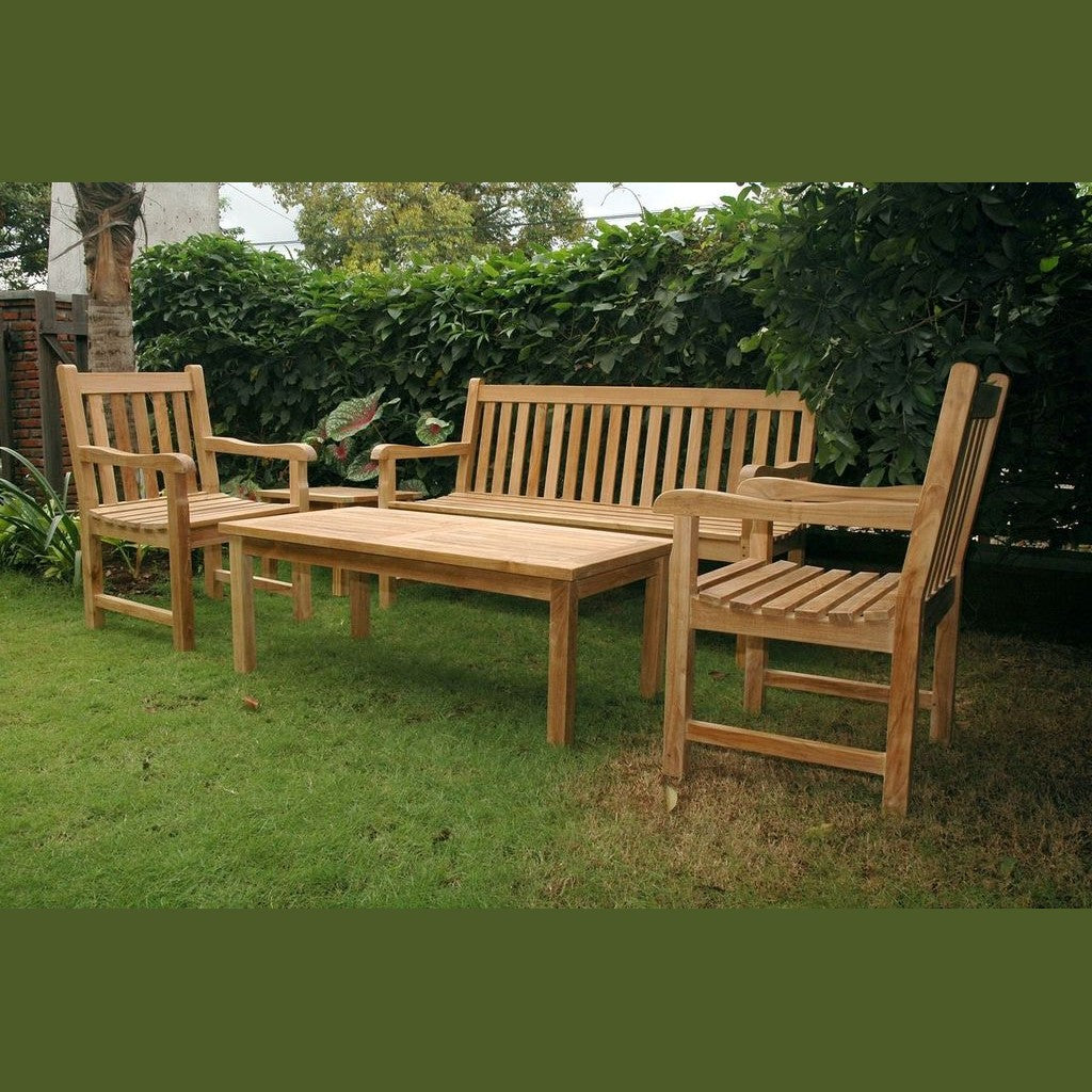 Classic 3-Seater 5-Pc Teak Conversation Set with Coffee & Side Table | BetterPatio // BetterPatio.com