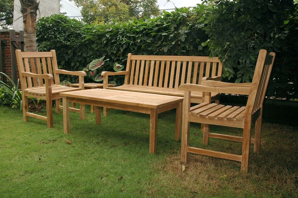 Classic 3-Seater 5-Pc Teak Conversation Set with Coffee & Side Table | BetterPatio // BetterPatio.com