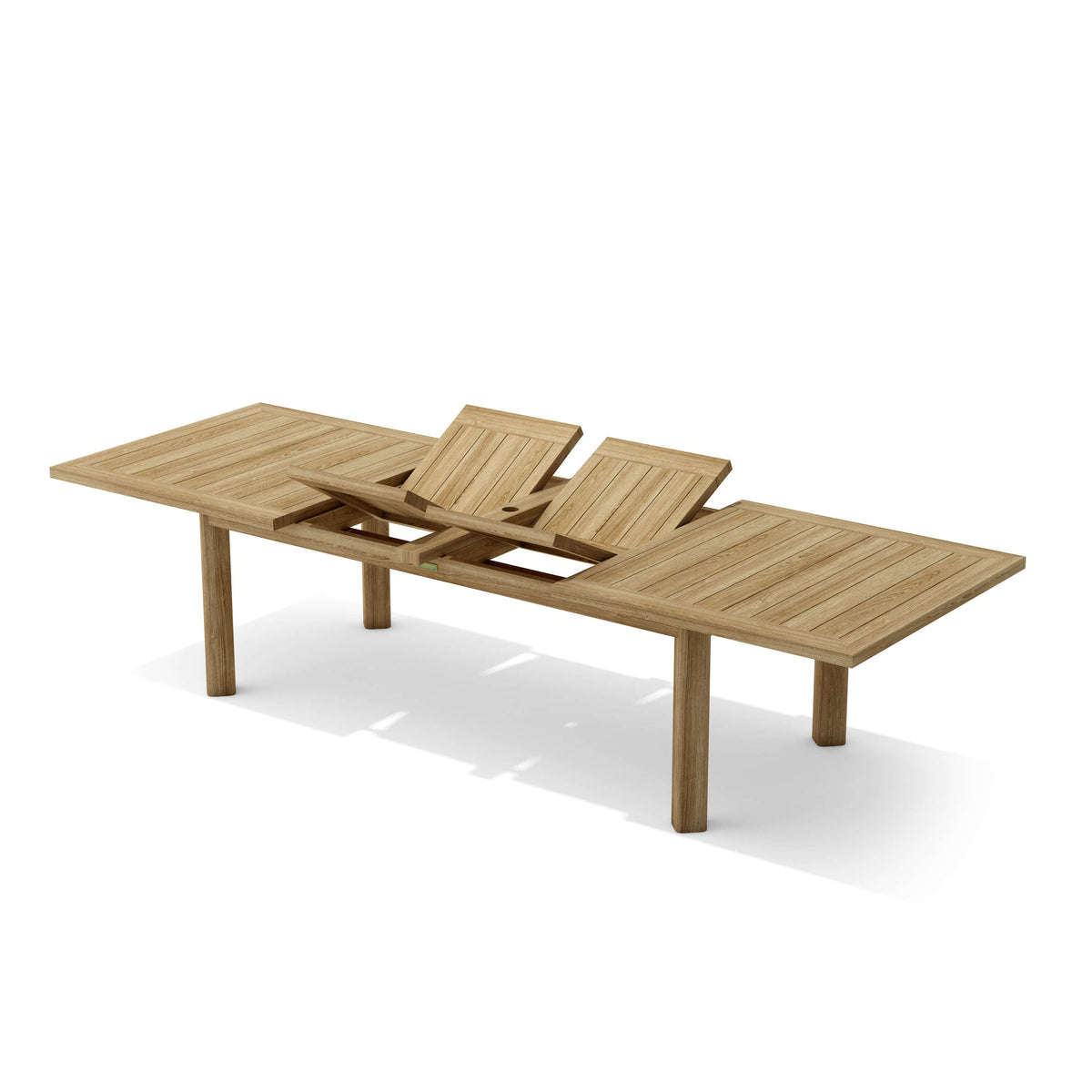 Wooden outdoor table with chairs on a white background