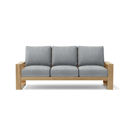 Anderson Teak Capistrano Deep Seating Sofa - side profile of teak outdoor sofa with cushions