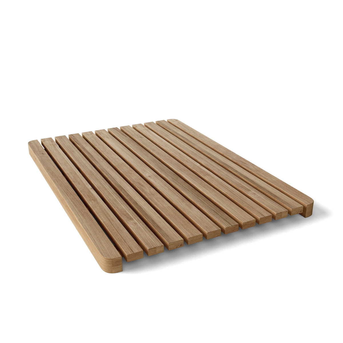 Wooden slatted mat on a white background