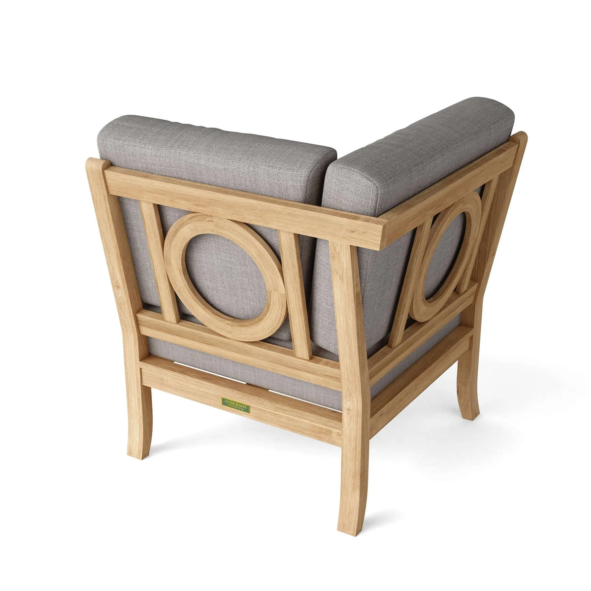 Anderson Teak Natsepa Corner Modular Deep Seating - angled view of teak L-shape corner unit