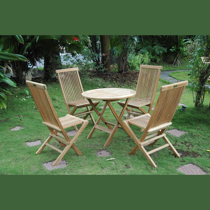 Anderson Teak Windsor Classic 5-Piece Teak Bistro Set - folding table and chairs set