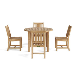 Sommerset 5-Piece Teak Dining Set – Bahama 42" Round Table & 4 Rialto Chairs