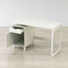 Haslev 47" Writing Desk with Drawer, Storage & Metal Legs