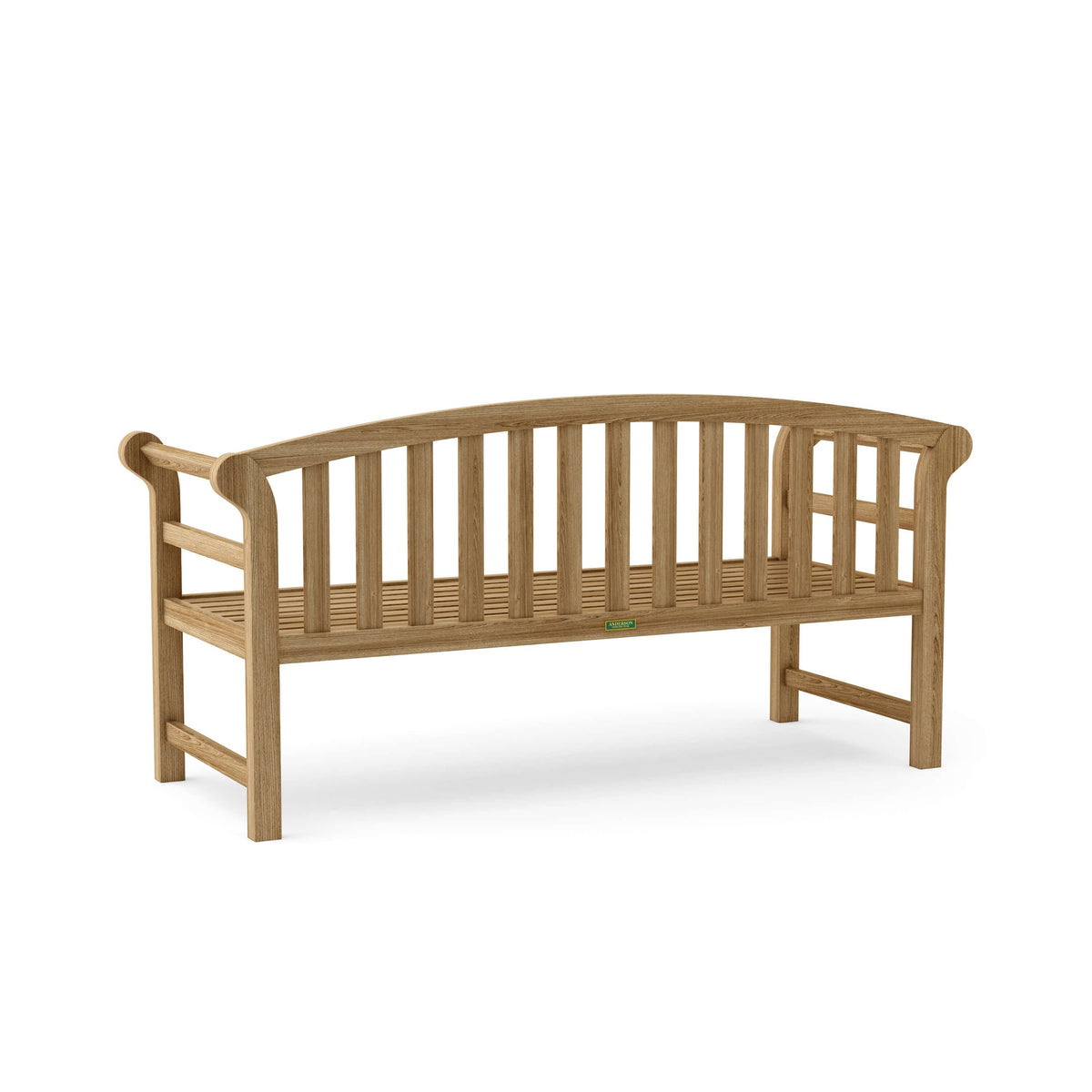 Anderson Teak Brisbane Deep Seating Bench - close-up of teak joinery and arm detail