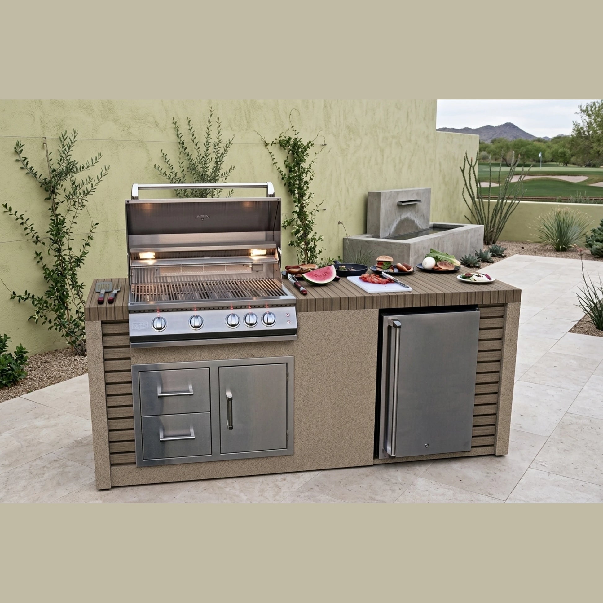 Kokomo Grills 7 Ft Outdoor Kitchen Shiplap Waterfall Countertops - variant view 2