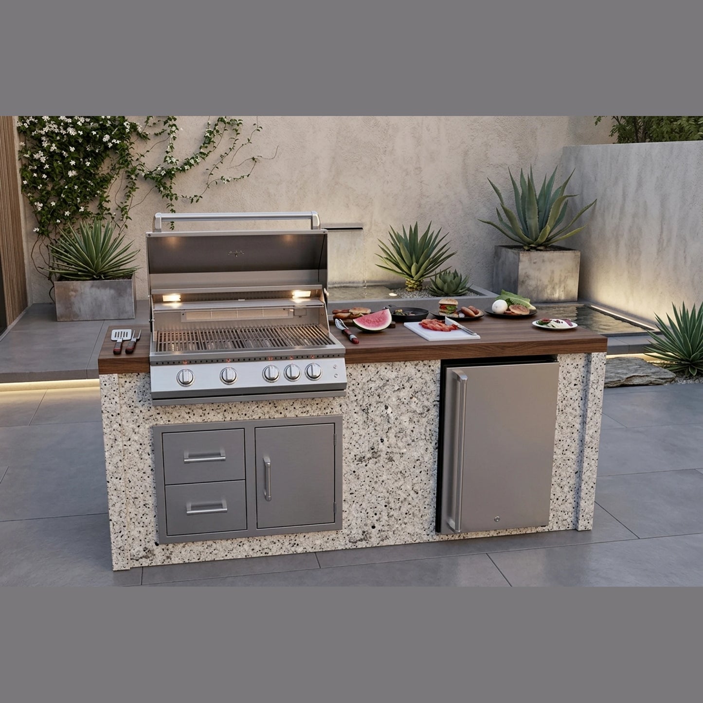 Kokomo Grills 7 Ft Outdoor Kitchen Shiplap Waterfall Countertops - variant view 1
