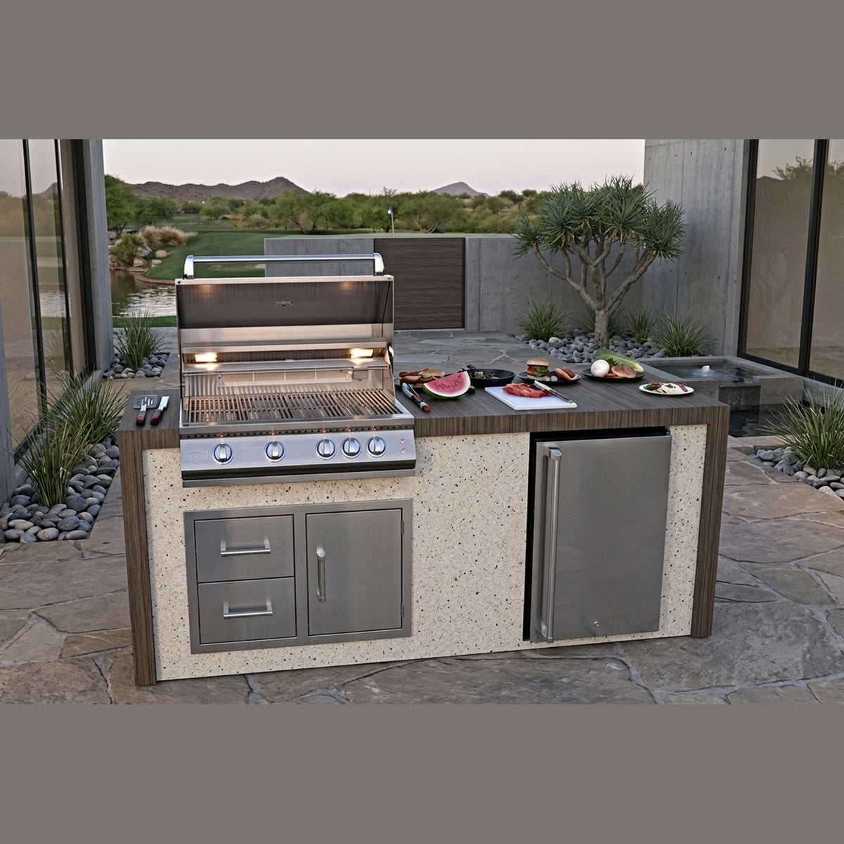 Kokomo Grills 7 Ft Outdoor Kitchen Shiplap Waterfall Countertops - variant view 3