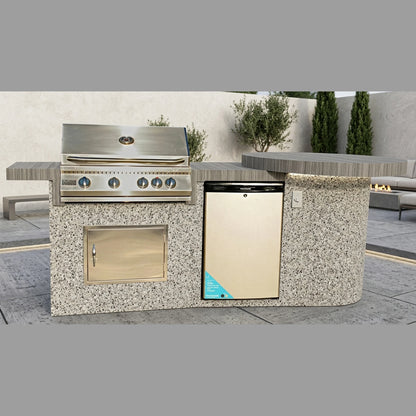 KoKoMo Grills 9 Ft Round Bar BBQ Island Built-in Grill - Ameristone Stucco Champagne Gray finish