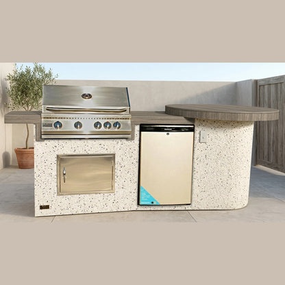 KoKoMo Grills 9 Ft Round Bar BBQ Island Built-in Grill - Ameristone Stucco Pearl Haze finish