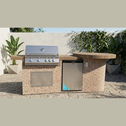 KoKoMo Grills 9 Ft Round Bar BBQ Island Built-in Grill - Ameristone Stucco River Rock finish