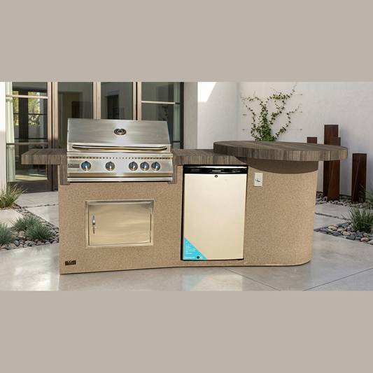 KoKoMo Grills 9 Ft Round Bar BBQ Island Built-in Grill - Ameristone Stucco Stony Creek finish