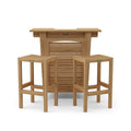 Montego 3-Piece Teak Bar Set - Outdoor Bar Table & Backless Chairs