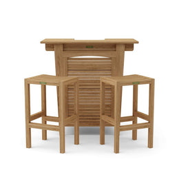 Montego 3-Piece Teak Bar Set - Outdoor Bar Table & Backless Chairs