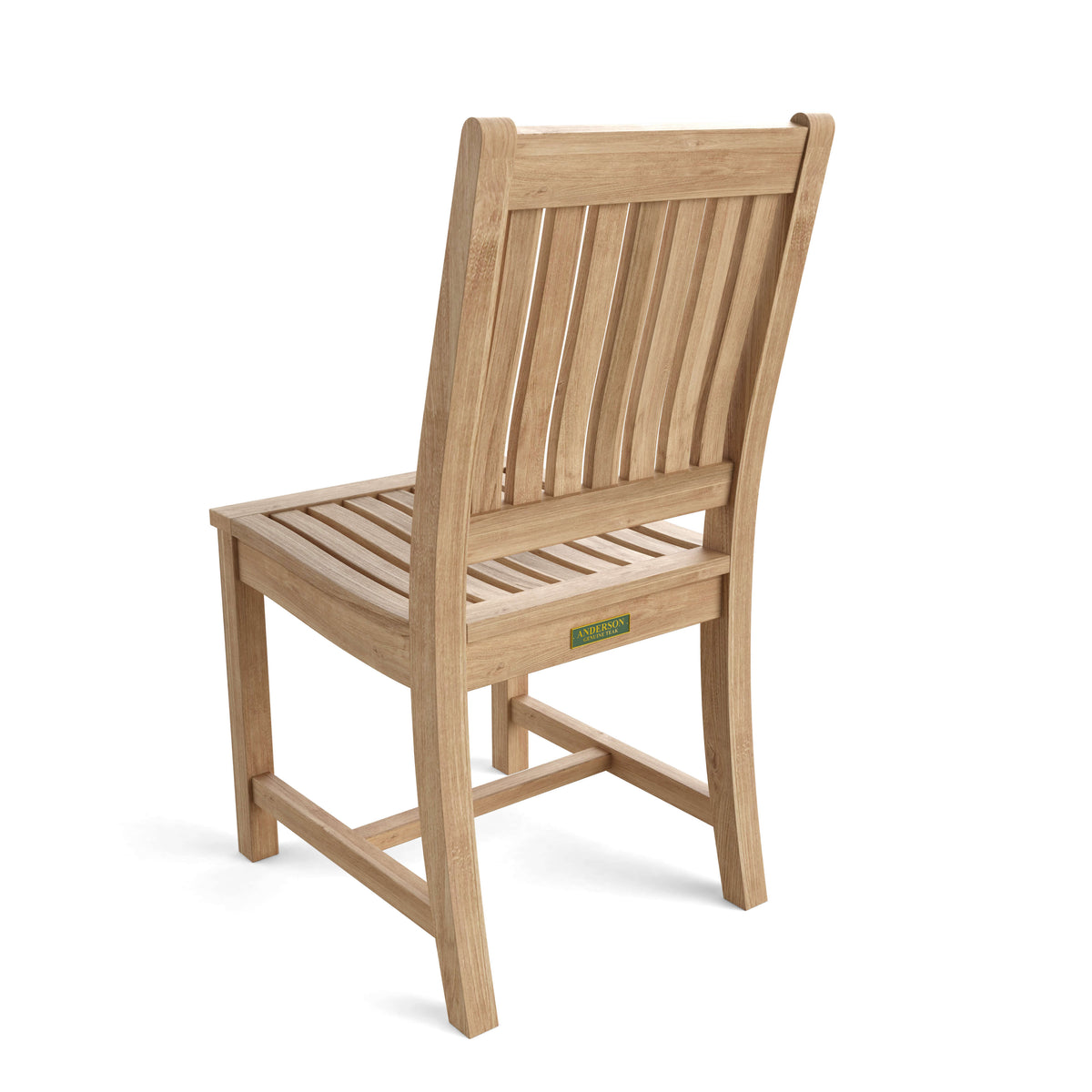 Wooden chair with slatted design on a white background