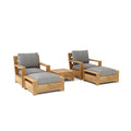 Madera 5-Piece Deep Seating Set - Teak Armchairs, Ottomans & Side Table with Sunbrella Cushions