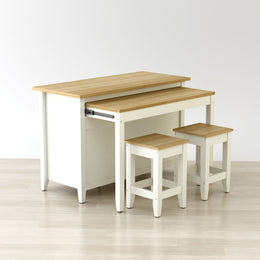 Delphi 53" Kitchen Island Cabinet with Extension Table, Storage & Stools