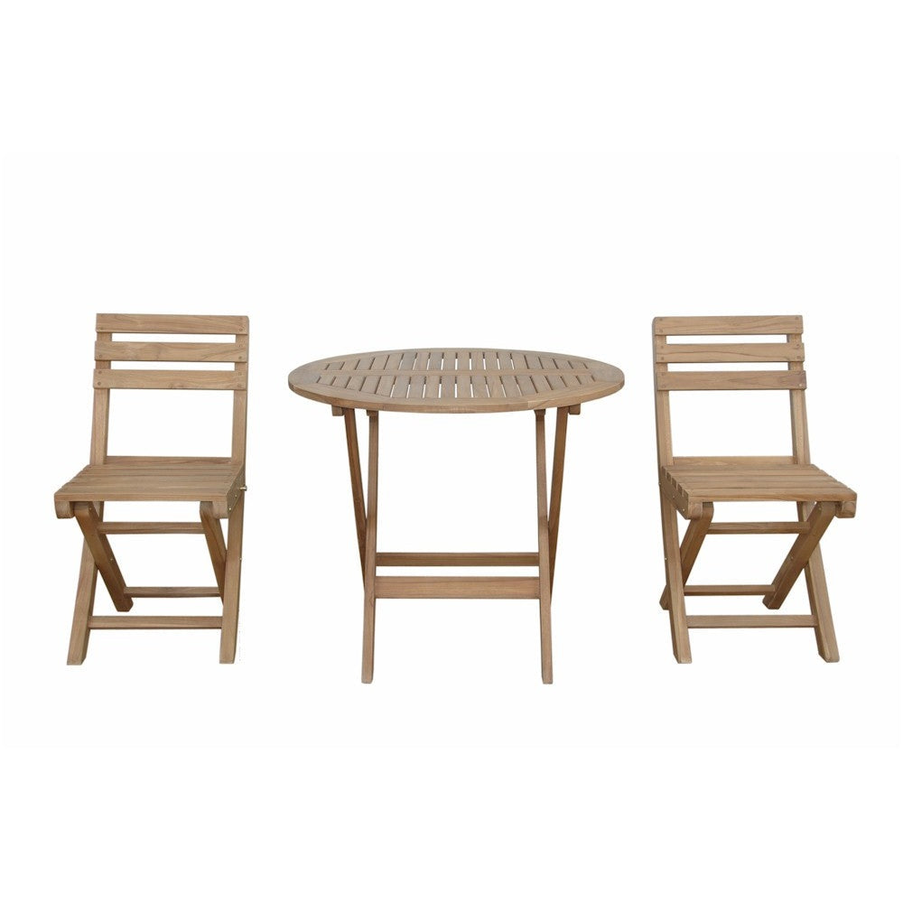Wooden outdoor table and chairs set on a white background