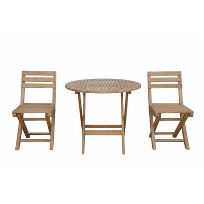 Wooden outdoor table and chairs set on a white background