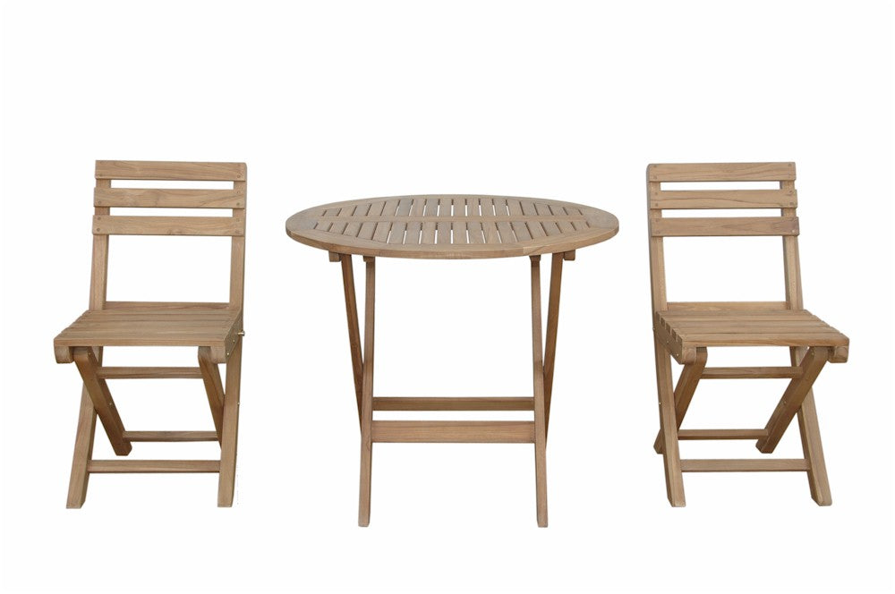 Wooden outdoor table and chairs set on a white background
