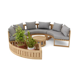Circular Modular Deep Seating Set with Planter, Coffee Table & Sunbrella Cushions