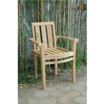 Anderson Teak Classic Stackable Armchair Set of 4 - angled view showing teak slat back