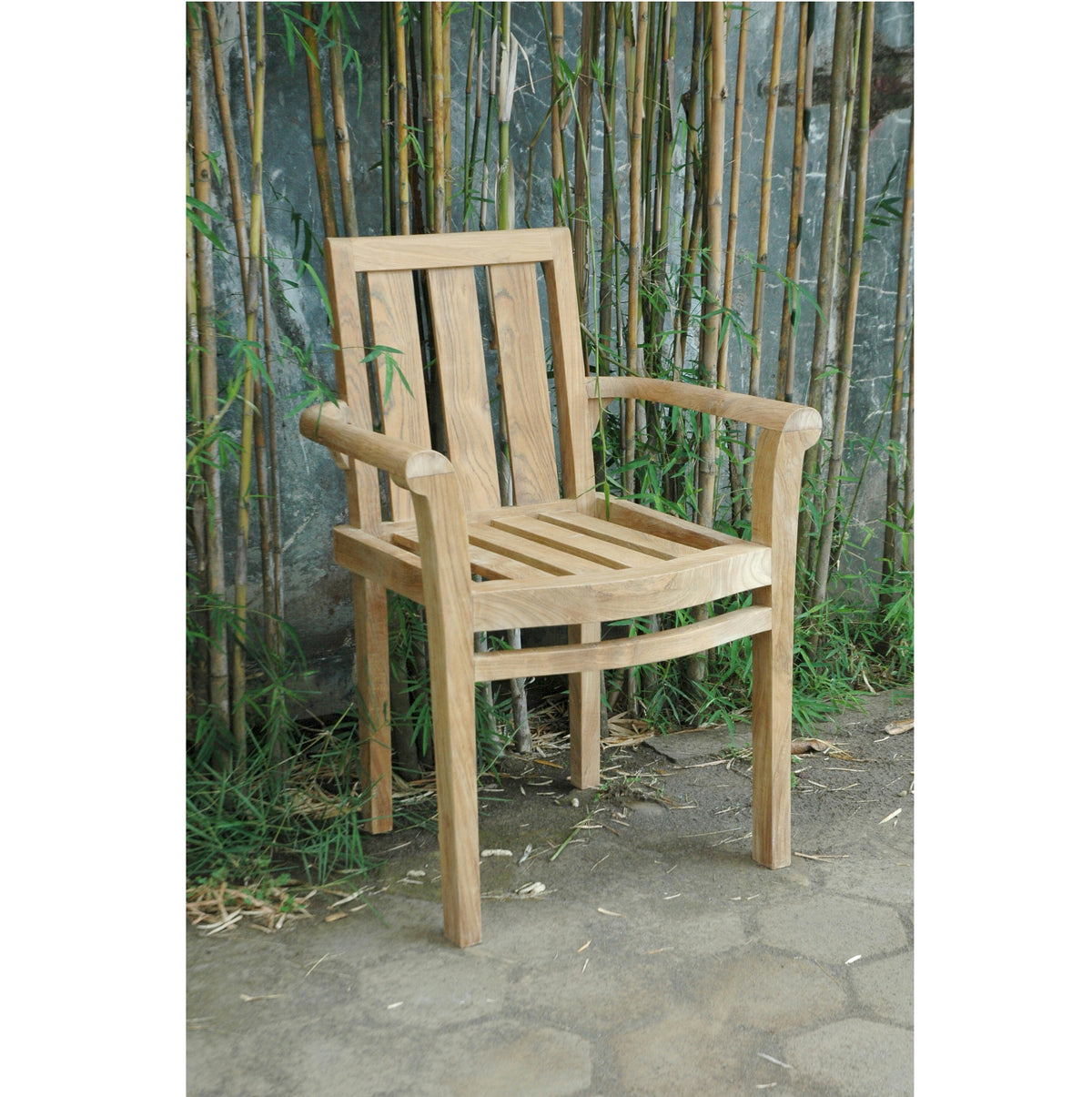 Classic Stackable Teak Armchair – Fully Assembled Set of 4