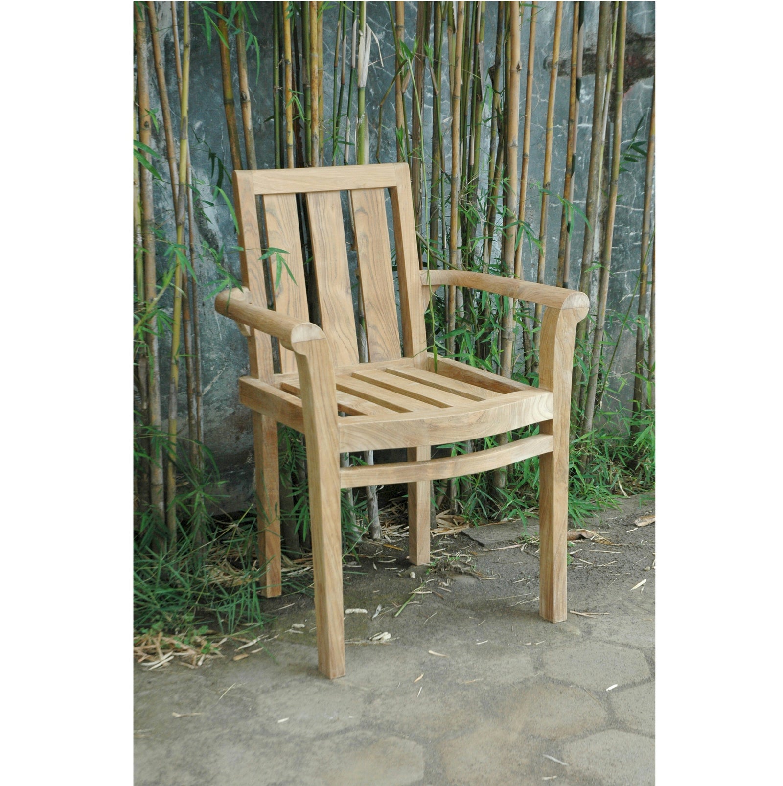 Classic Stackable Teak Armchair – Fully Assembled Set of 4