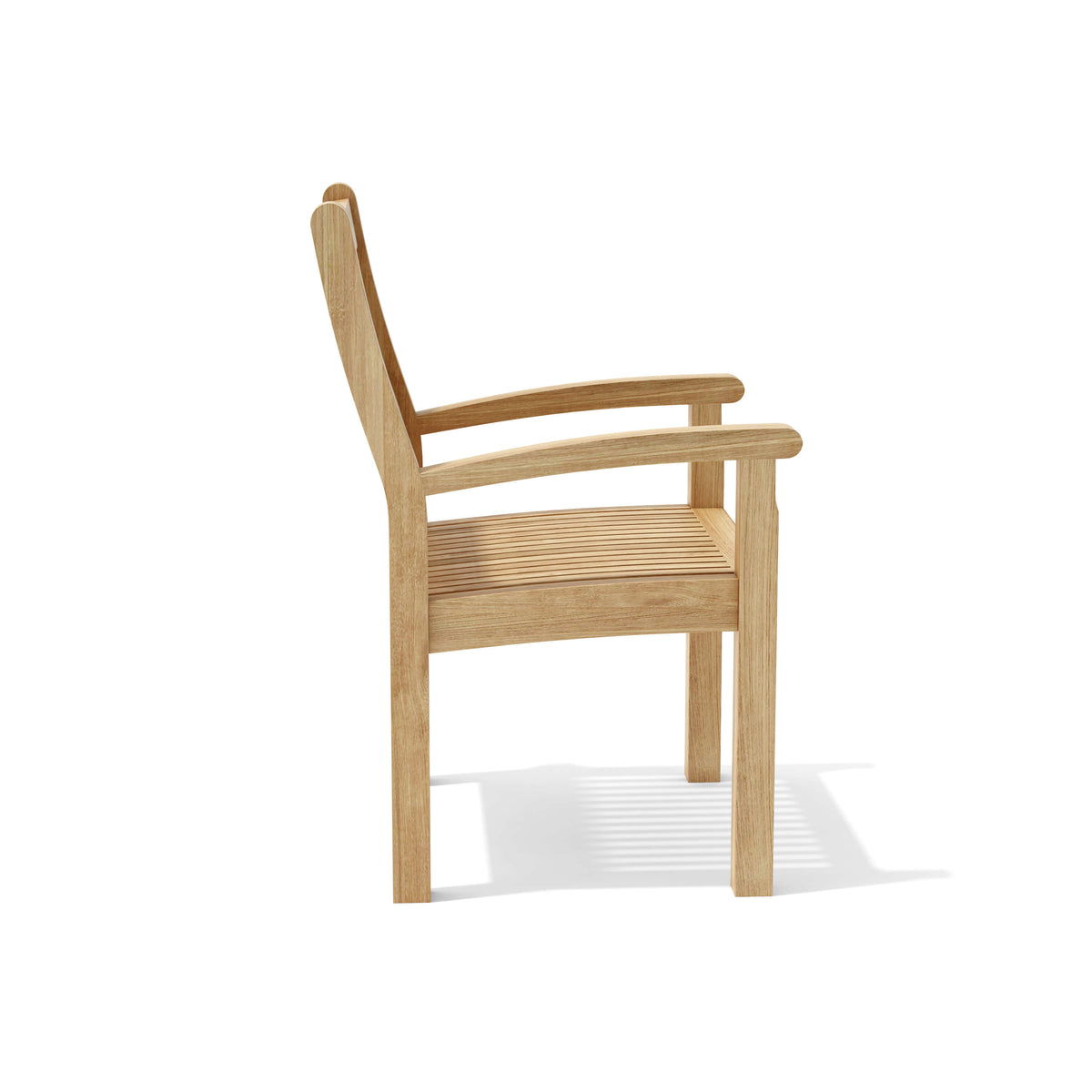 Wooden chair with armrests on a white background