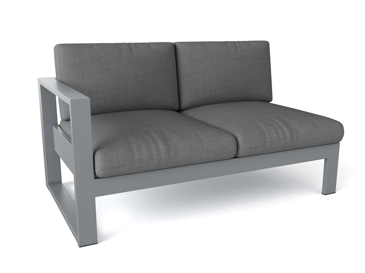 Lucca Modern Aluminum Deep Seating Left Loveseat with Cushion – Grey
