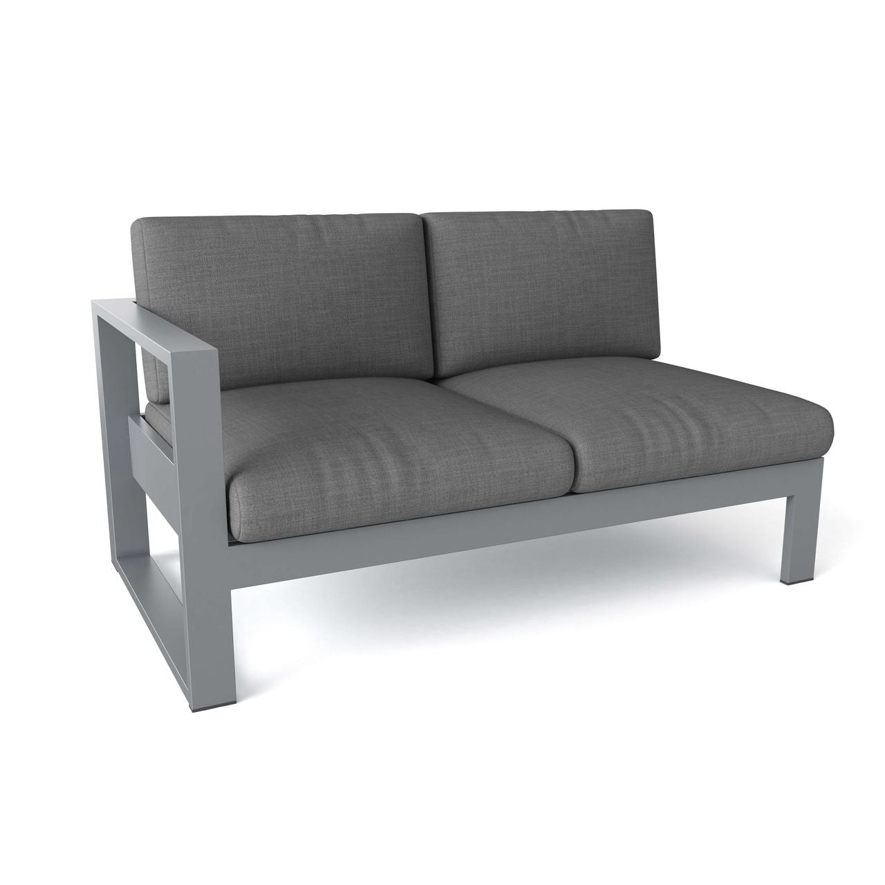 Anderson Teak Lucca Deep Seating Left Loveseat Grey - left-arm loveseat with grey cushions