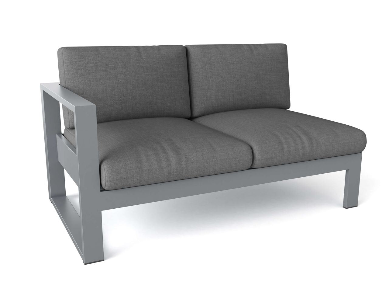 Lucca Modern Aluminum Deep Seating Left Loveseat with Cushion – Grey