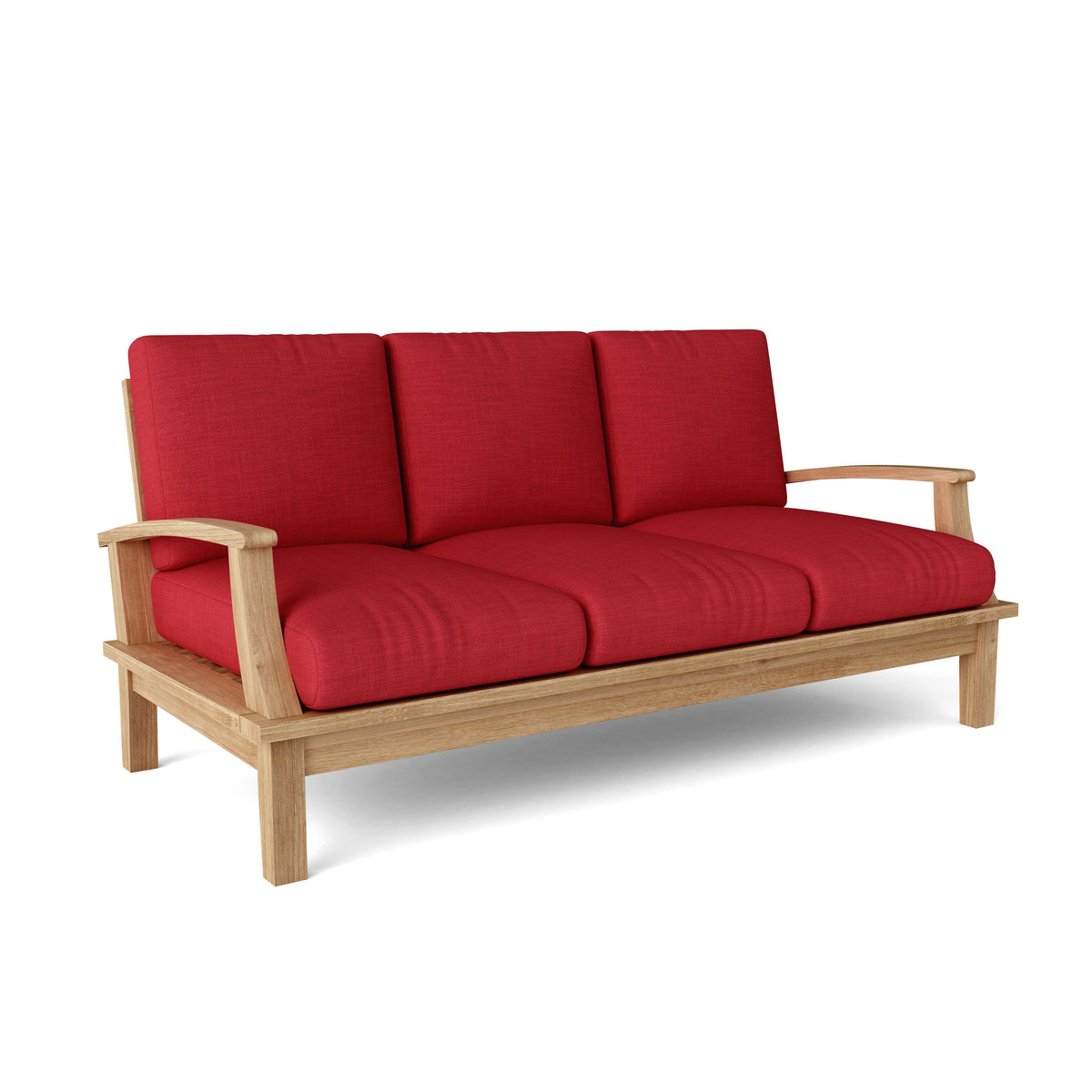 Anderson Teak Brianna Deep Seating Sofa - teak 3-seat outdoor sofa with Sunbrella cushions