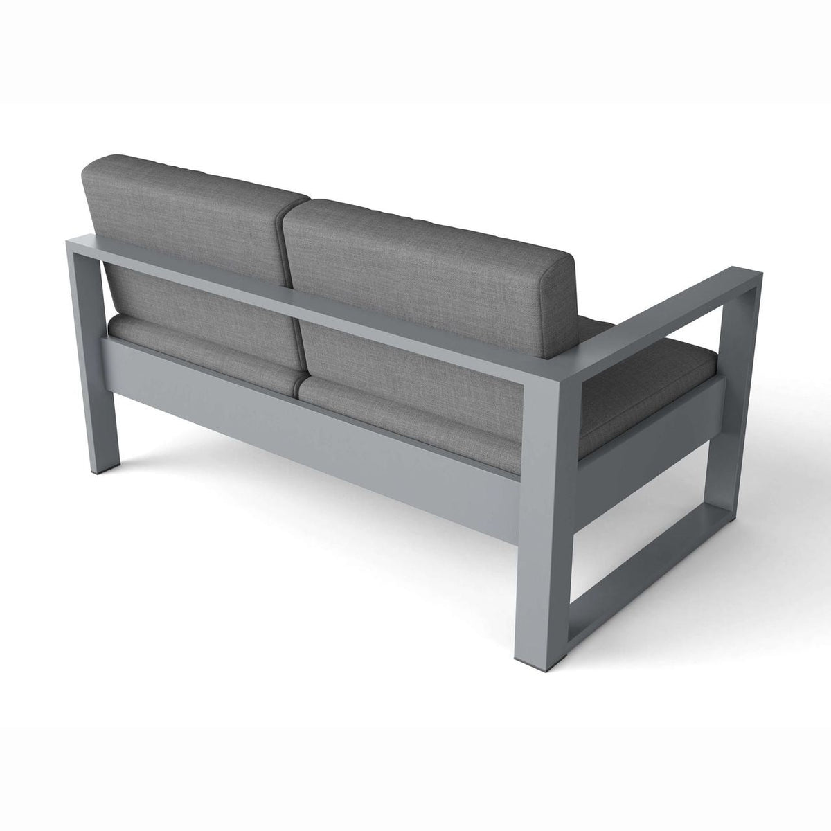 Anderson Teak Lucca Deep Seating Left Loveseat Grey - angled view of aluminum left loveseat
