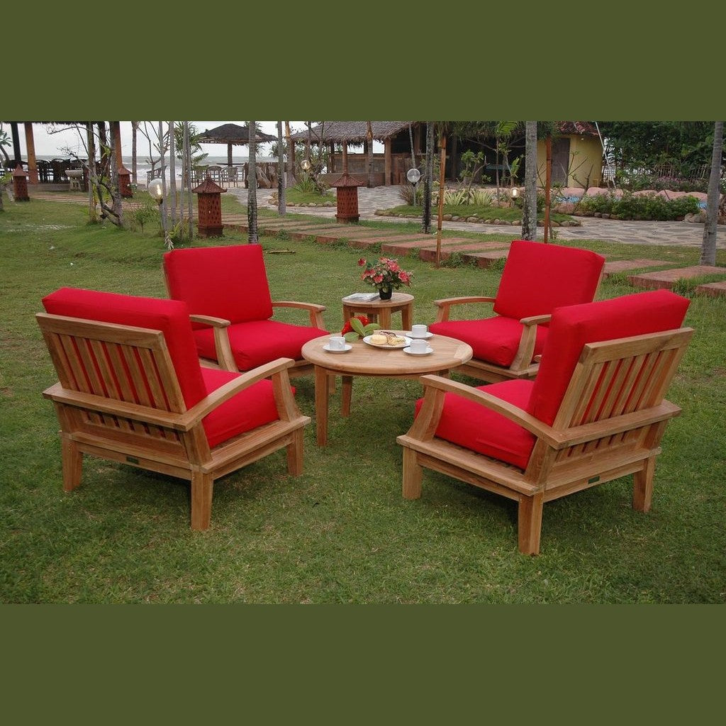 Brianna 6-Pc Teak Deep Seating Armchair Set with Sunbrella Cushions | BetterPatio // BetterPatio.com