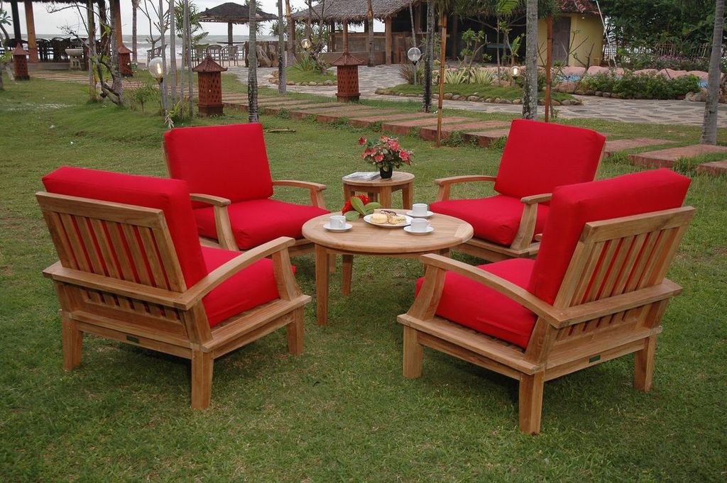 Brianna 6-Pc Teak Deep Seating Armchair Set with Sunbrella Cushions | BetterPatio // BetterPatio.com